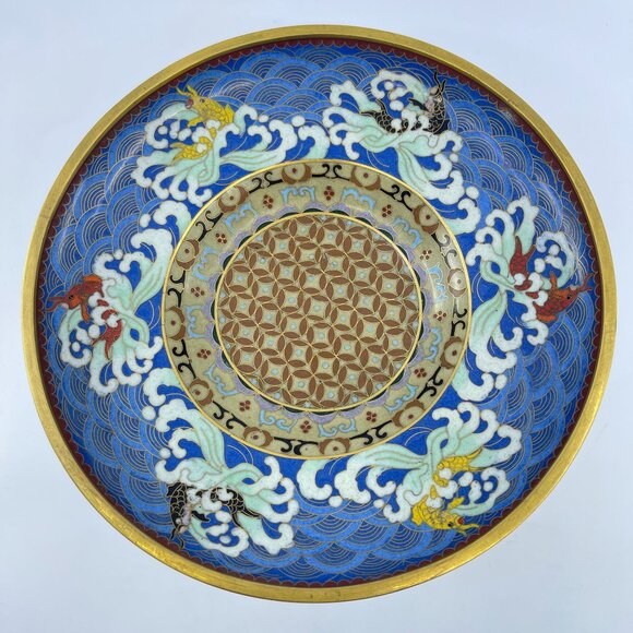 vintage chinese cloisonné enamel pedestal bowl - Picture 3 of 8